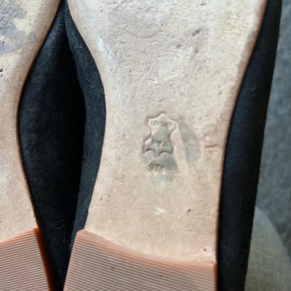 Tory Burch Georgia Black Suede Square Toe Ballet Flats with Emblem, size 9 - Picture 3 of 8